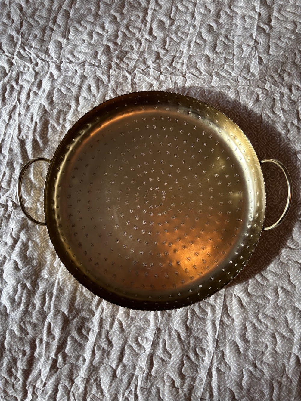 Decorative Gold Metal Serving Tray with Dual Handles